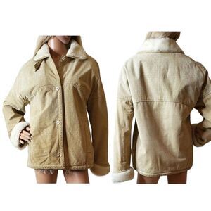 Pacific Trail 100% Genuine Leather Faux Fur Lined Cream Coat